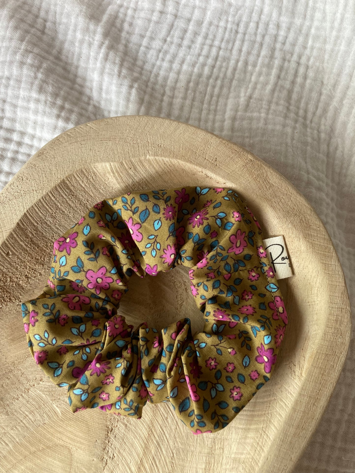 Chouchou XL - Kaki fleuri